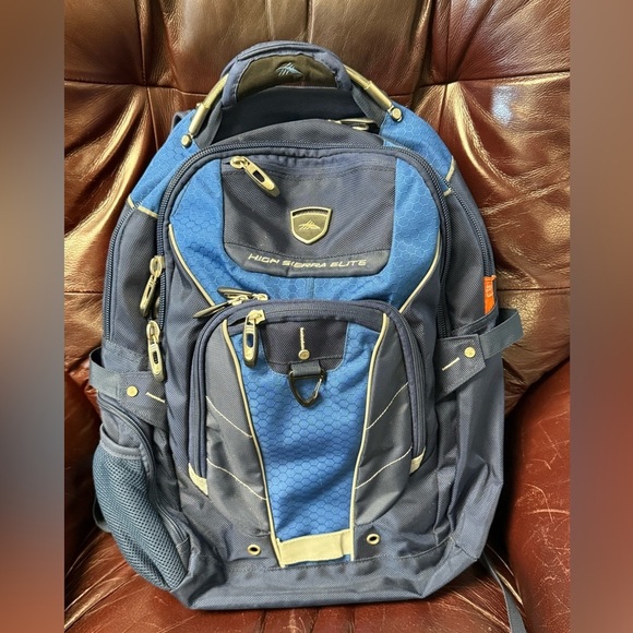 High Sierra Elite Backpack Airflow Cooled Back Suspension Strap Navy Blue - Picture 1 of 10
